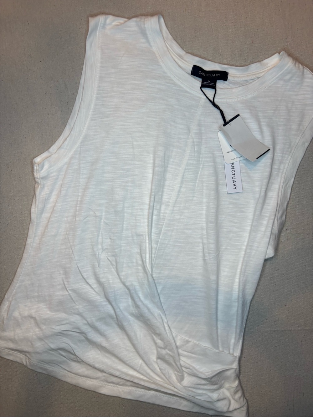 Sanctuary White Twist-Front Sleeveless Tank